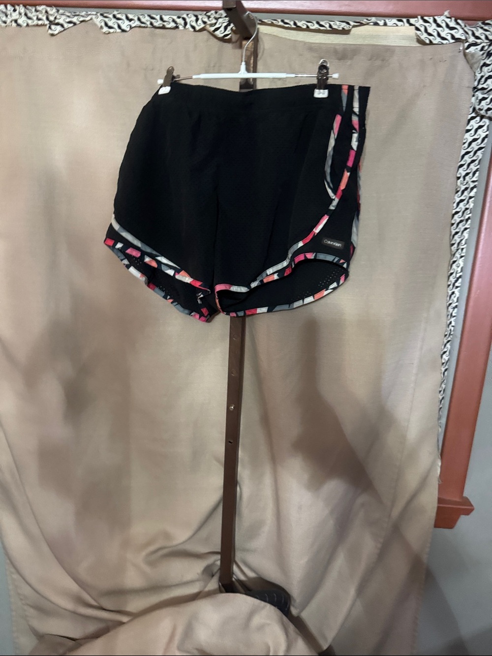 Black Athletic Shorts with Pink Trim